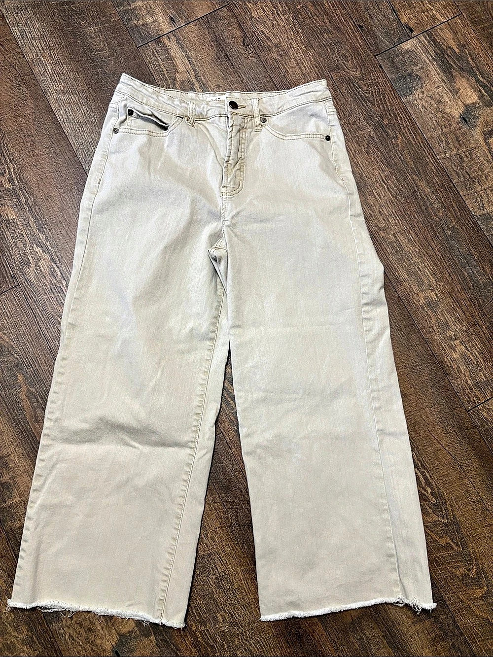 OAT New York High Rise Wide Leg Crop Pant Cream Waist 8/29